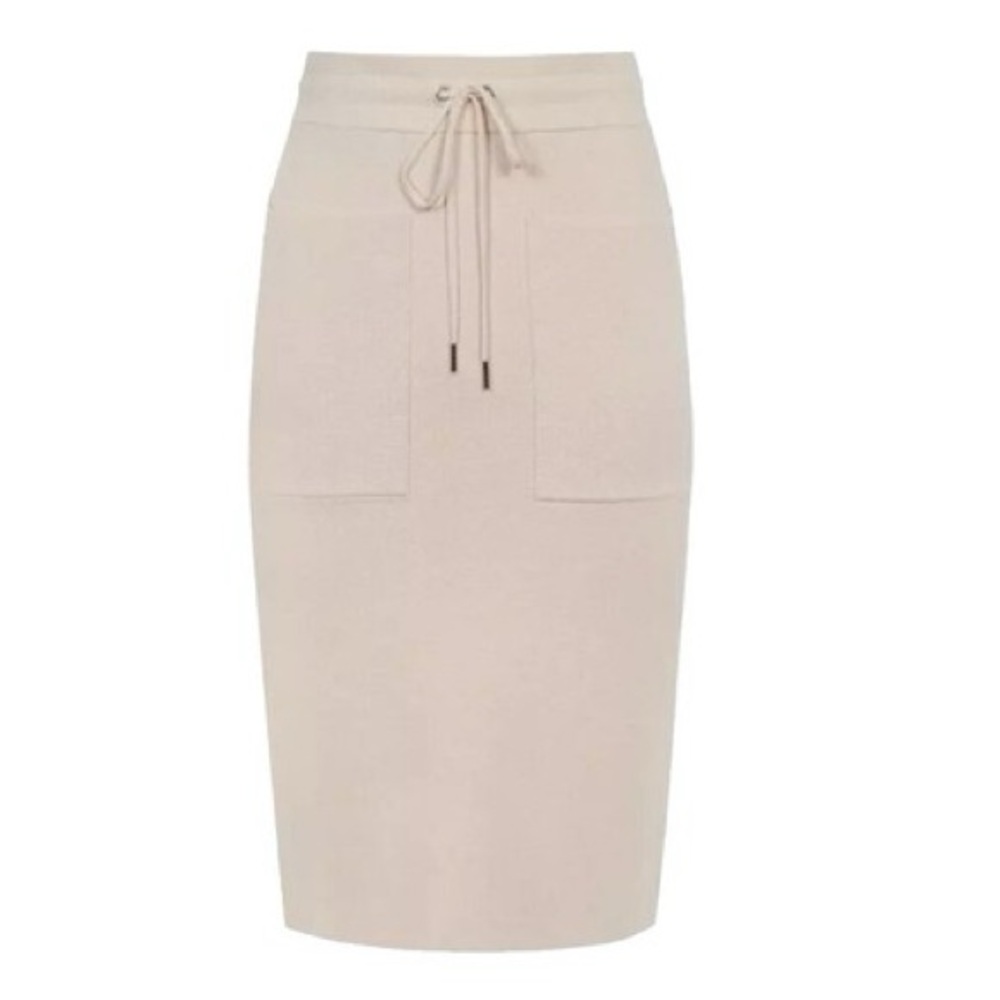 New Elie Tahari Blushโ Pale Pink Viscose Knit Drawstring Waist Pencil Skirt S
